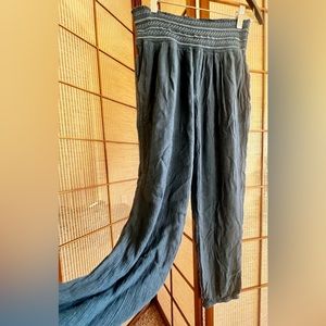 Anthropologie ett:twa slate blue embroidered waistband harem pantaloon pants